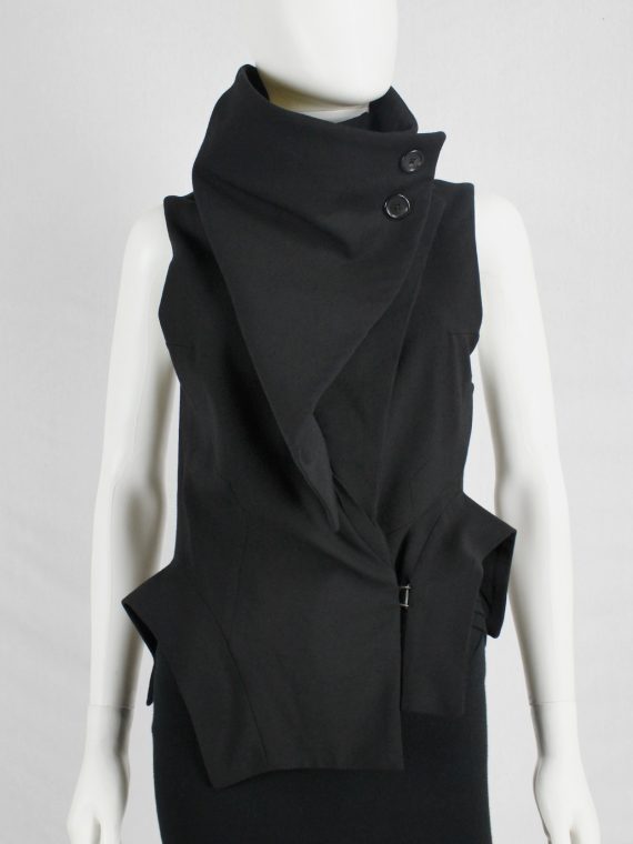 vaniitas vintage Ann Demeulemeester black vest with standing collar and draped panels fall 2012 0025