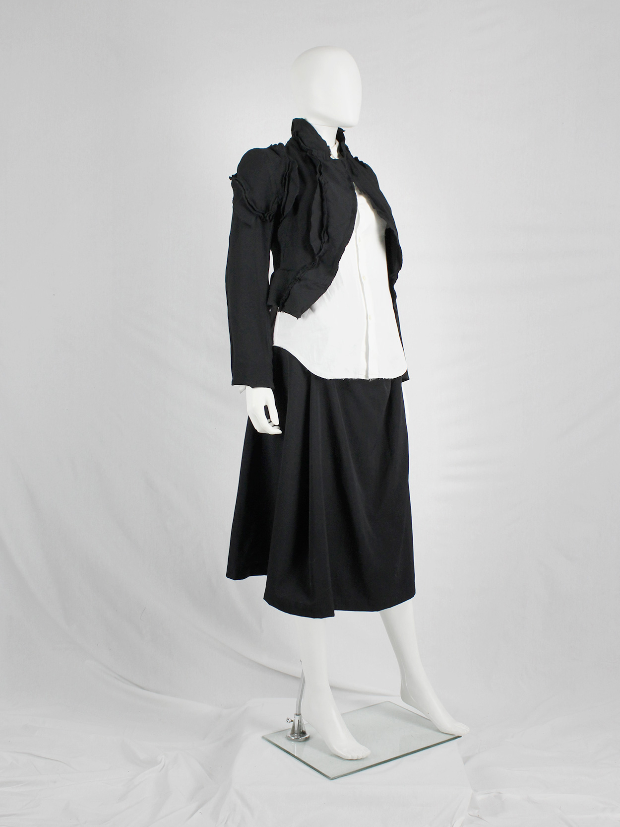 Comme des Garçons black cutaway blazer with triple layered panels ...