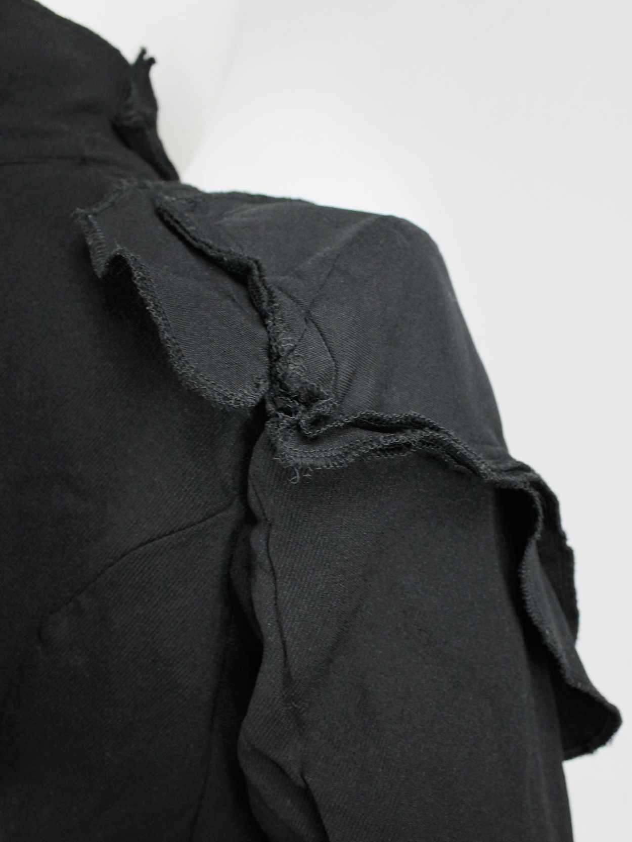 Comme des Garçons black cutaway blazer with triple layered panels ...