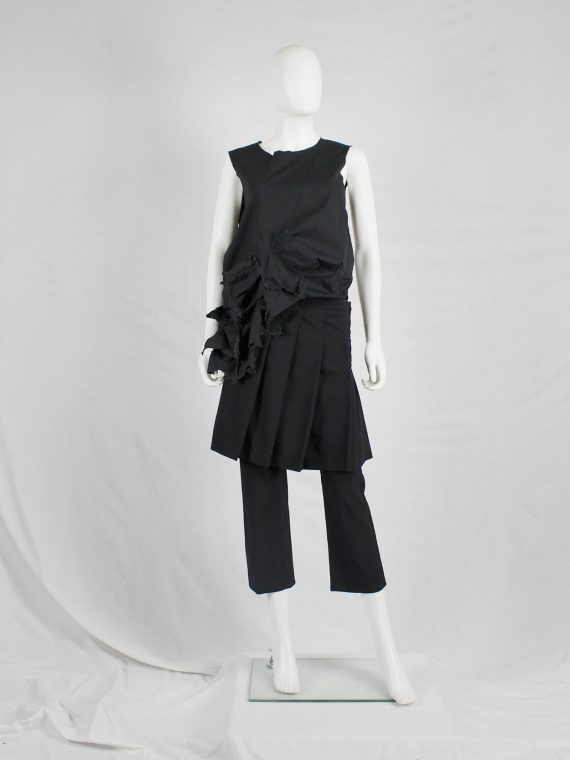 vaniitas vintage Comme des Garçons tricot black trousers with overlapping pleated skirt AD 1999 9707