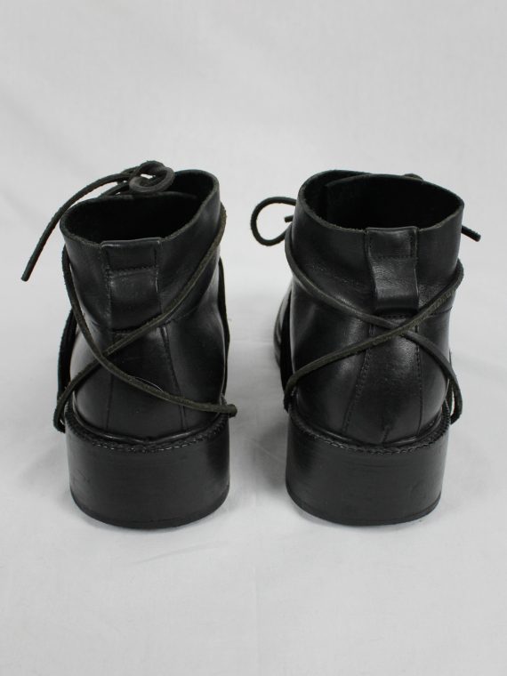 vaniitas vintage Dirk Bikkembergs black boots with flap and laces through the soles 1990s 90s 0599