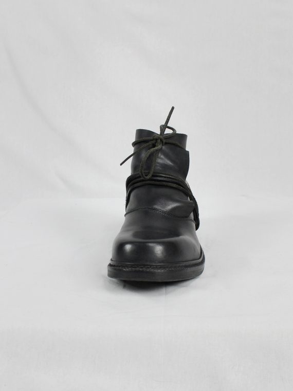 vaniitas vintage Dirk Bikkembergs black boots with flap and laces through the soles 1990s 90s 0621