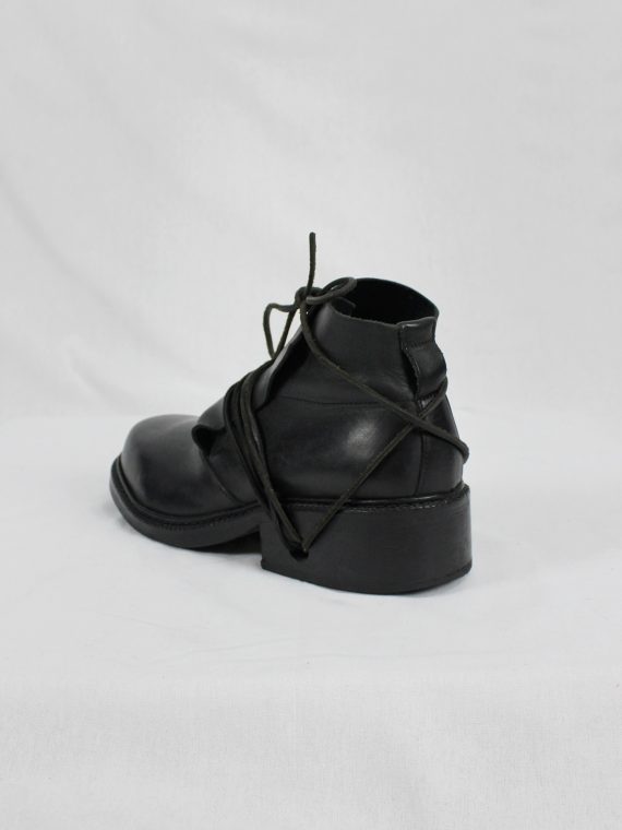 vaniitas vintage Dirk Bikkembergs black boots with flap and laces through the soles 1990s 90s 0641