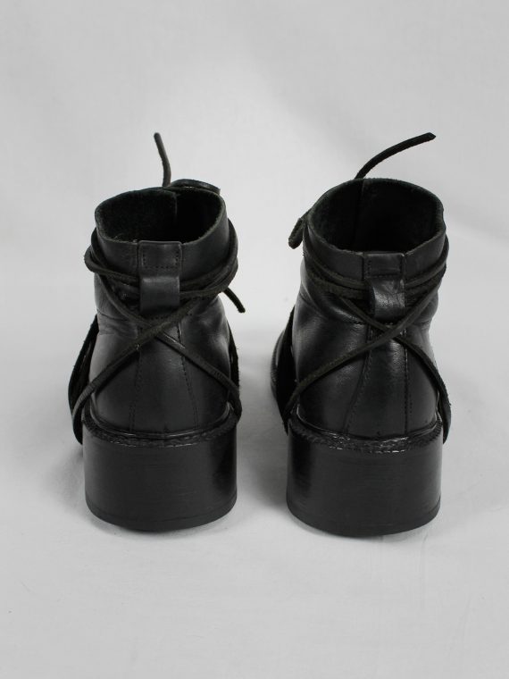 vaniitas vintage Dirk Bikkembergs black boots with flap and laces through the soles 1990s 90s 7923