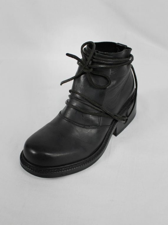 vaniitas vintage Dirk Bikkembergs black boots with flap and laces through the soles 1990s 90s 7933