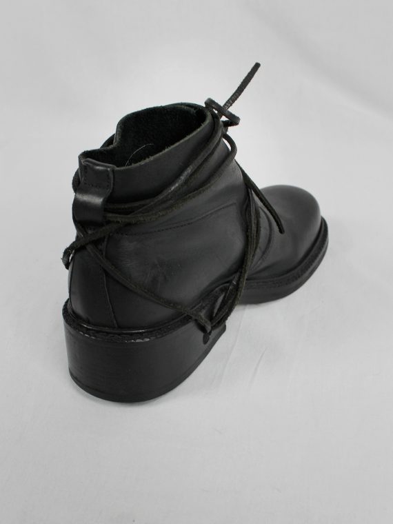 vaniitas vintage Dirk Bikkembergs black boots with flap and laces through the soles 1990s 90s 7935