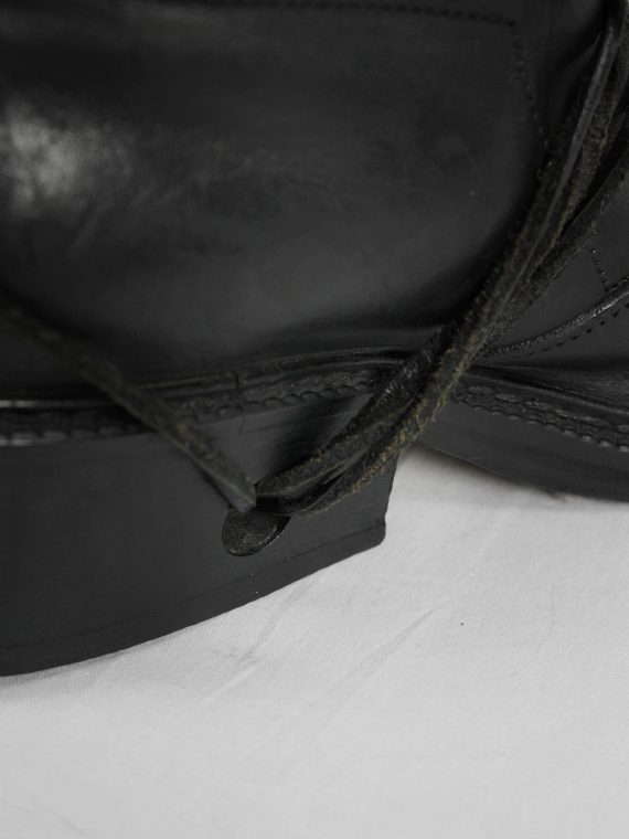 vaniitas vintage Dirk Bikkembergs black boots with flap and laces through the soles 1990s 90s 7939