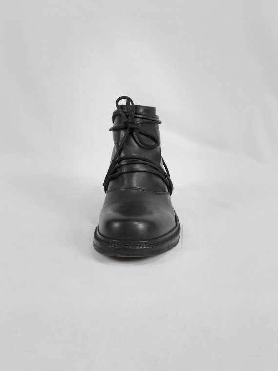 vaniitas vintage Dirk Bikkembergs black boots with flap and laces through the soles 1990s 90s 7954