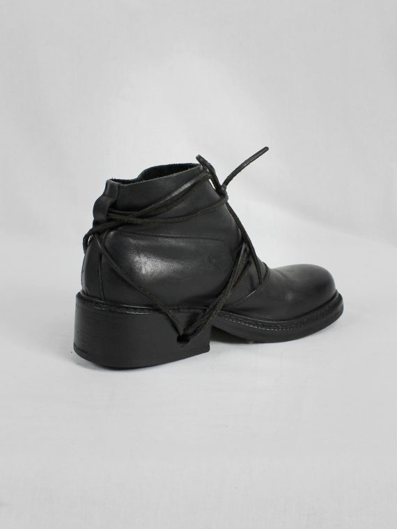 vaniitas vintage Dirk Bikkembergs black boots with flap and laces through the soles 1990s 90s 7964
