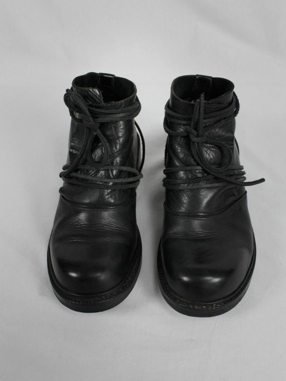 vaniitas vintage Dirk Bikkembergs black boots with flap and laces through the soles 1990s 90s 7999