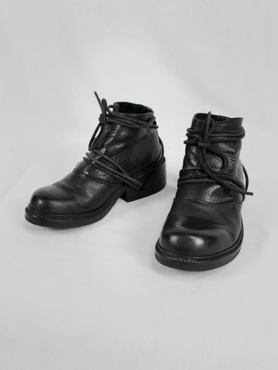 vaniitas vintage Dirk Bikkembergs black boots with flap and laces through the soles 1990s 90s 8020