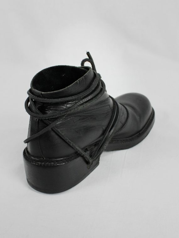 vaniitas vintage Dirk Bikkembergs black boots with flap and laces through the soles 1990s 90s 8042
