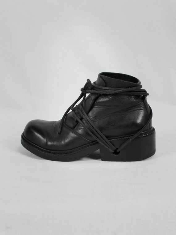 vaniitas vintage Dirk Bikkembergs black boots with flap and laces through the soles 1990s 90s 8055