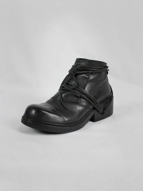 vaniitas vintage Dirk Bikkembergs black boots with flap and laces through the soles 1990s 90s 8059