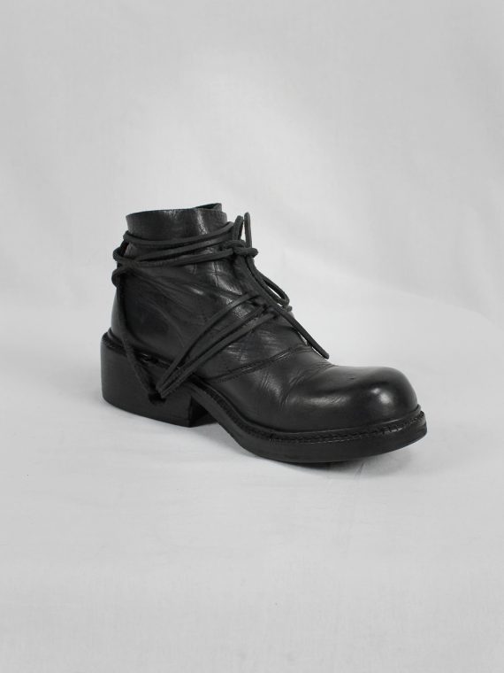vaniitas vintage Dirk Bikkembergs black boots with flap and laces through the soles 1990s 90s 8065