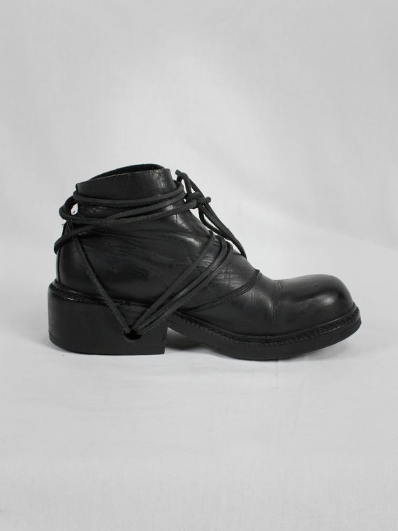 vaniitas vintage Dirk Bikkembergs black boots with flap and laces through the soles 1990s 90s 8068