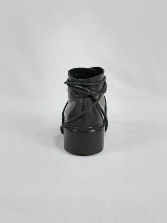 vaniitas vintage Dirk Bikkembergs black boots with flap and laces through the soles 1990s 90s 8079