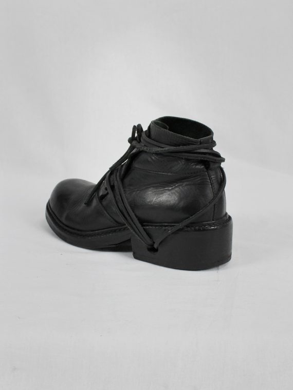 vaniitas vintage Dirk Bikkembergs black boots with flap and laces through the soles 1990s 90s 8082