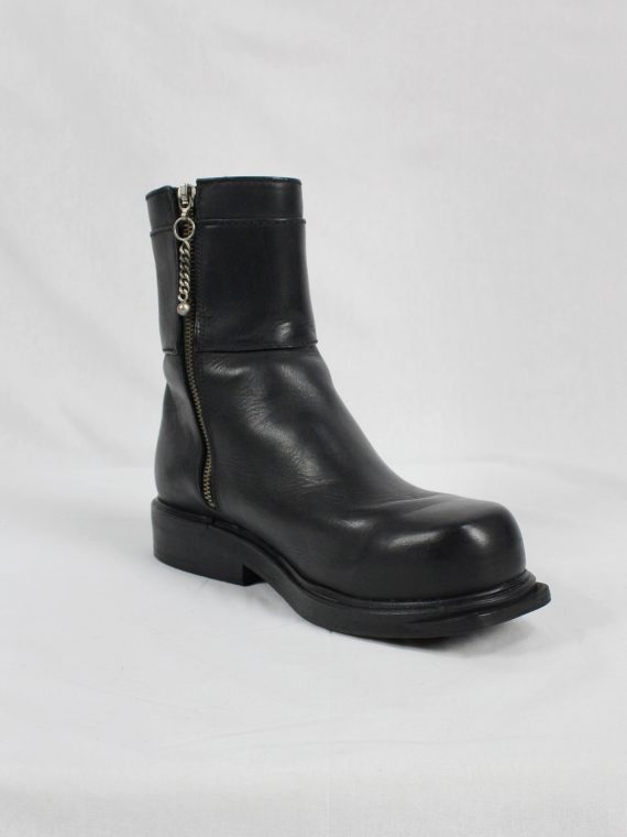 vaniitas vintage Dirk Bikkembergs black boots with mountaineering tip and brown band 1990s 90s 0391