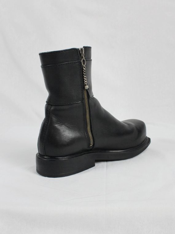 vaniitas vintage Dirk Bikkembergs black boots with mountaineering tip and brown band 1990s 90s 0397
