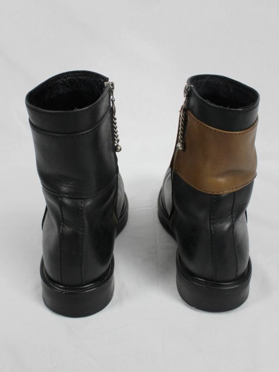 vaniitas vintage Dirk Bikkembergs black boots with mountaineering tip and brown band 1990s 90s 0416