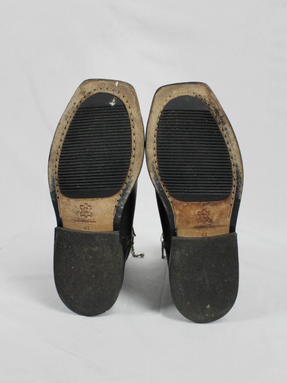 vaniitas vintage Dirk Bikkembergs black boots with mountaineering tip and brown band 1990s 90s 0432