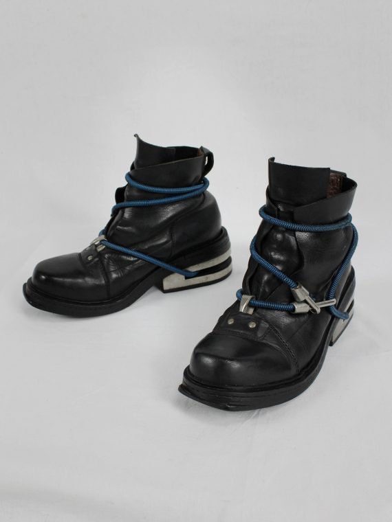 vaniitas vintage Dirk Bikkembergs black mountaineering boots with blue elastic 1990s 90s archive 7600