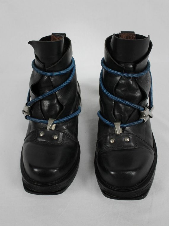 vaniitas vintage Dirk Bikkembergs black mountaineering boots with blue elastic 1990s 90s archive 7621