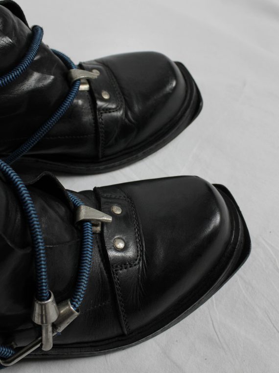 vaniitas vintage Dirk Bikkembergs black mountaineering boots with blue elastic 1990s 90s archive 7642