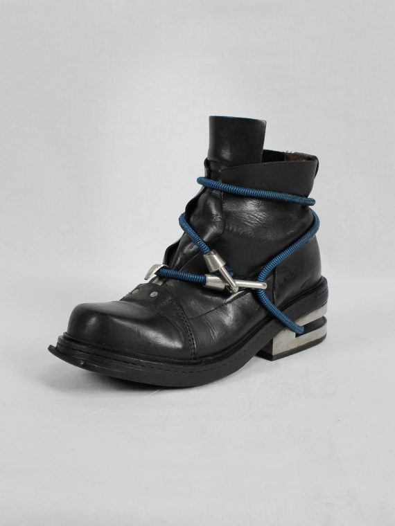 vaniitas vintage Dirk Bikkembergs black mountaineering boots with blue elastic 1990s 90s archive 7676