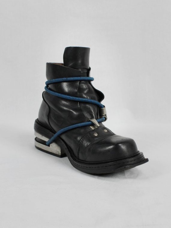 vaniitas vintage Dirk Bikkembergs black mountaineering boots with blue elastic 1990s 90s archive 7682