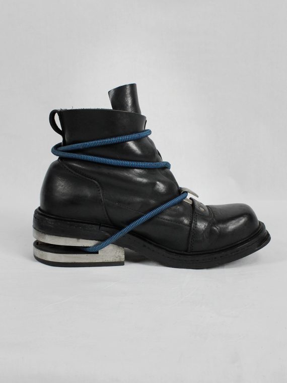 vaniitas vintage Dirk Bikkembergs black mountaineering boots with blue elastic 1990s 90s archive 7685