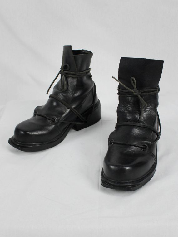 vaniitas vintage Dirk Bikkembergs black mountaineering boots with laces through the soles 1990s 90s 0663