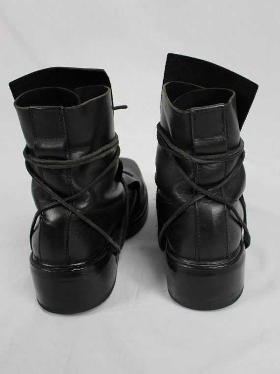 vaniitas vintage Dirk Bikkembergs black mountaineering boots with laces through the soles 1990s 90s 0680