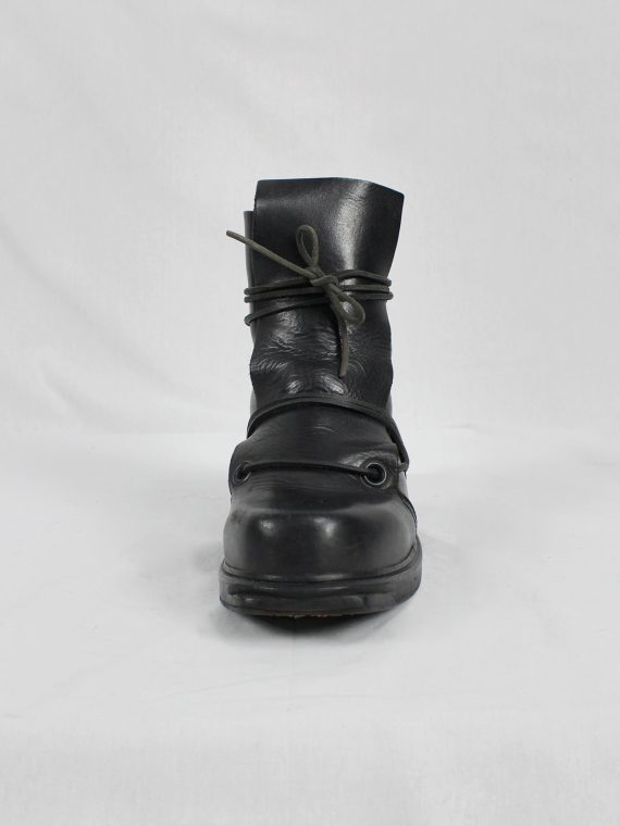 vaniitas vintage Dirk Bikkembergs black mountaineering boots with laces through the soles 1990s 90s 0710