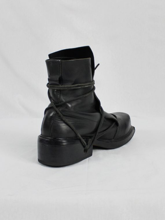 vaniitas vintage Dirk Bikkembergs black mountaineering boots with laces through the soles 1990s 90s 0724
