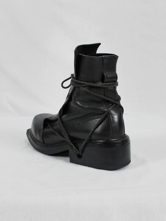 vaniitas vintage Dirk Bikkembergs black mountaineering boots with laces through the soles 1990s 90s 0729