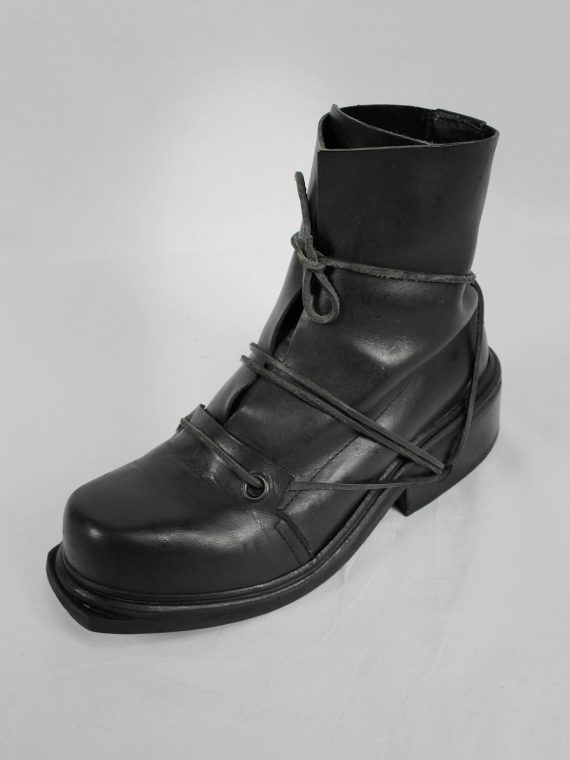 vaniitas vintage Dirk Bikkembergs black mountaineering boots with laces through the soles 1990s 90s 7831