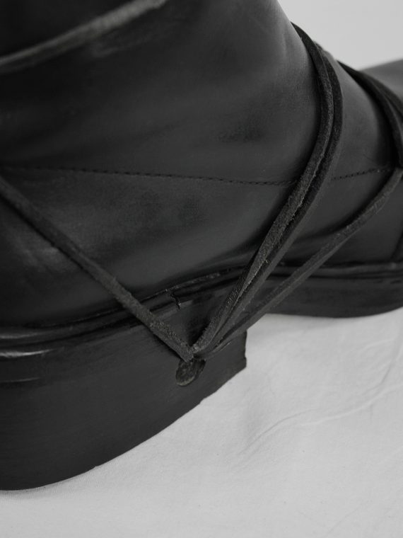 vaniitas vintage Dirk Bikkembergs black mountaineering boots with laces through the soles 1990s 90s 7840