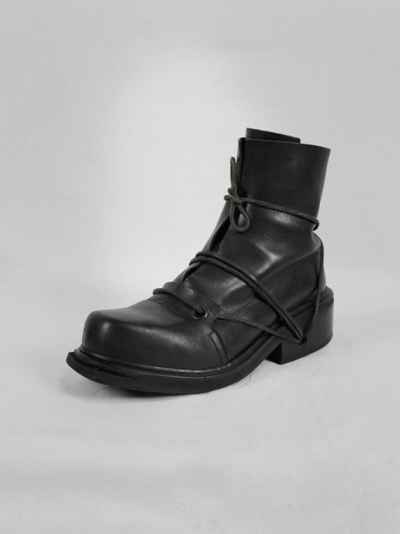 vaniitas vintage Dirk Bikkembergs black mountaineering boots with laces through the soles 1990s 90s 7849