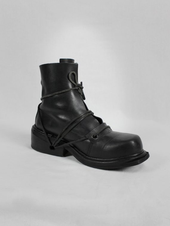 vaniitas vintage Dirk Bikkembergs black mountaineering boots with laces through the soles 1990s 90s 7856