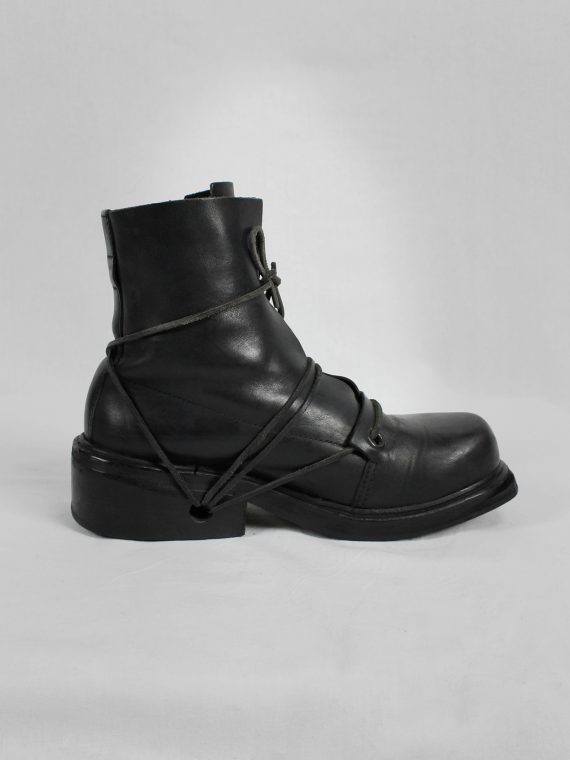 vaniitas vintage Dirk Bikkembergs black mountaineering boots with laces through the soles 1990s 90s 7862