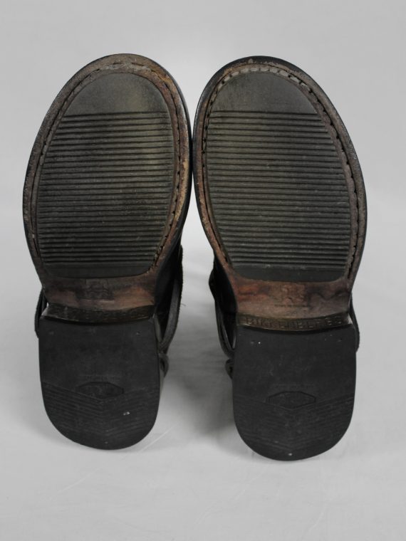 vaniitas vintage Dirk Bikkembergs black tall boots with laces through the metal heel 1990S 90s 7735