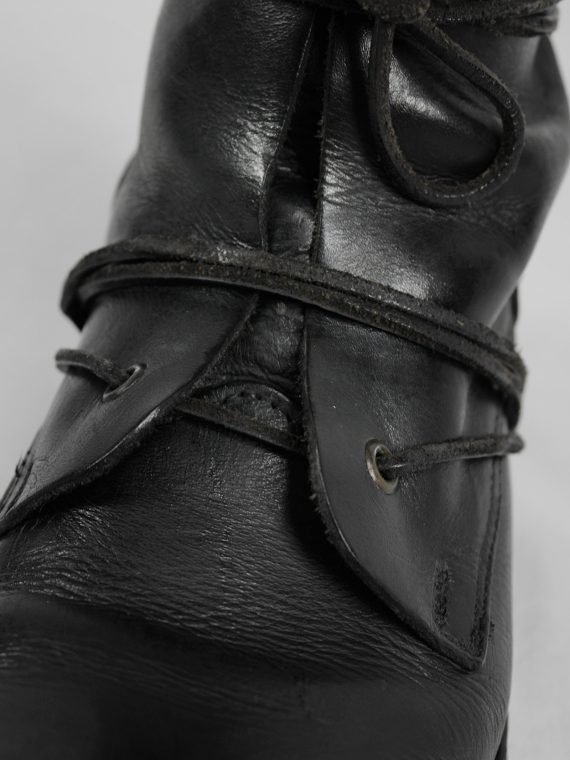 vaniitas vintage Dirk Bikkembergs black tall boots with laces through the metal heel 1990S 90s 7764