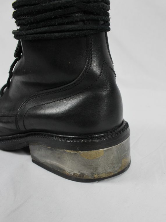 vaniitas vintage Dirk Bikkembergs black tall lace-up boots with metal heel early 2000 0503
