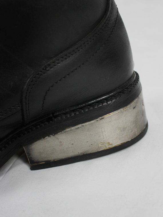 vaniitas vintage Dirk Bikkembergs black tall lace-up boots with metal heel early 2000 0515