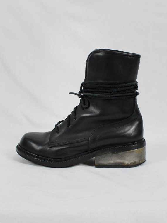 vaniitas vintage Dirk Bikkembergs black tall lace-up boots with metal heel early 2000 0530