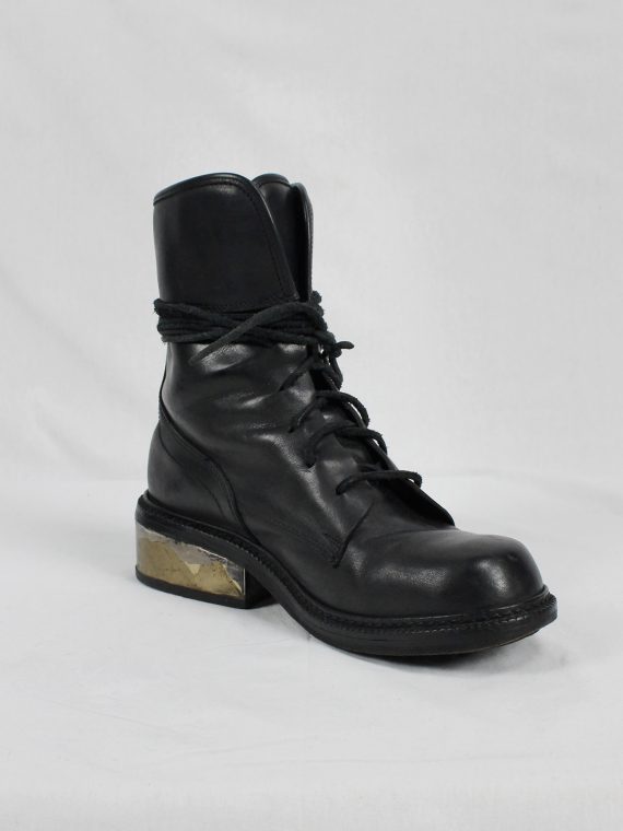 vaniitas vintage Dirk Bikkembergs black tall lace-up boots with metal heel early 2000 0541