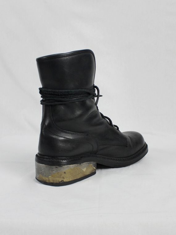 vaniitas vintage Dirk Bikkembergs black tall lace-up boots with metal heel early 2000 0549