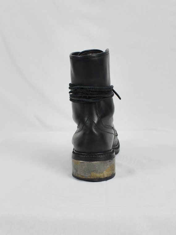 vaniitas vintage Dirk Bikkembergs black tall lace-up boots with metal heel early 2000 0551